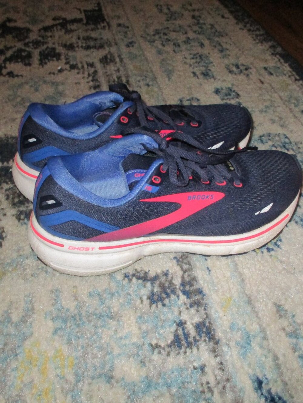 Brooks Ghost 15 Blue Pink White Sneakers Running Walking Shoes 8.5 B 1203821B460